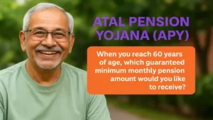 A smiling senior citizen happily receiving monthly pension benefits under the Atal Pension Yojana scheme, representing the use of the Atal Pension Yojana Calculator for secure retirement planning.