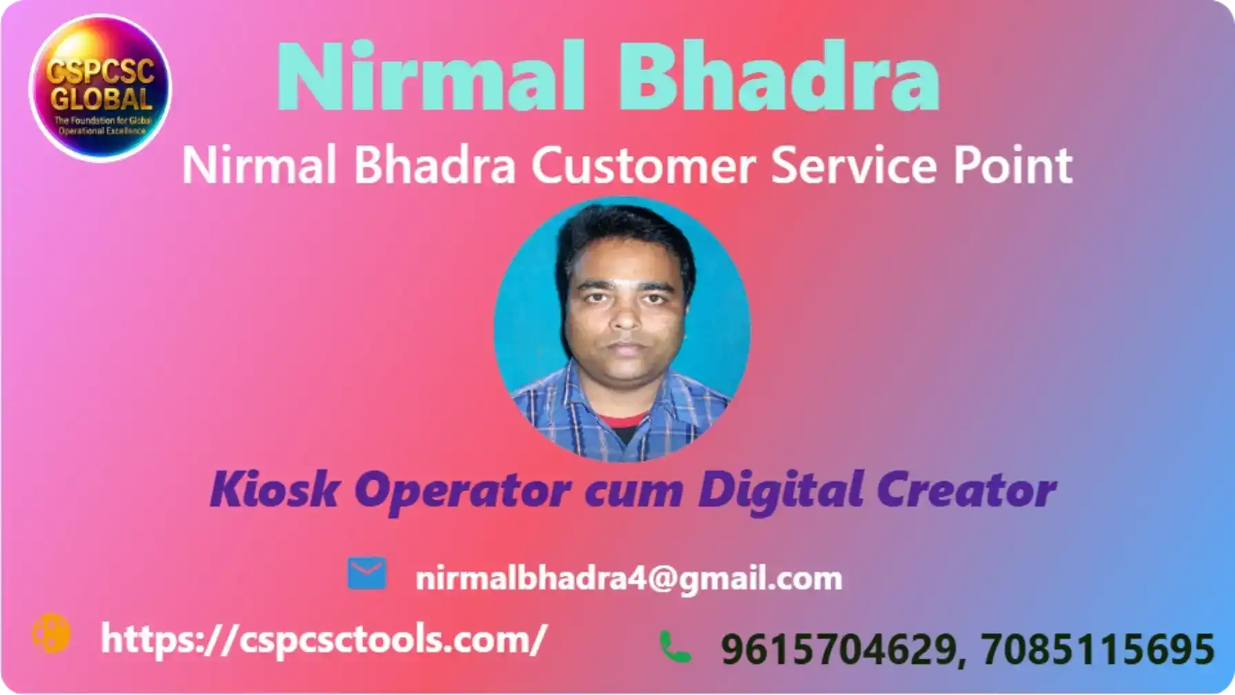 Business card featuring with contact details and service information