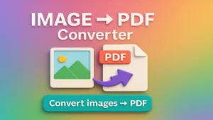 3D illustration showcasing an image to PDF converter concept