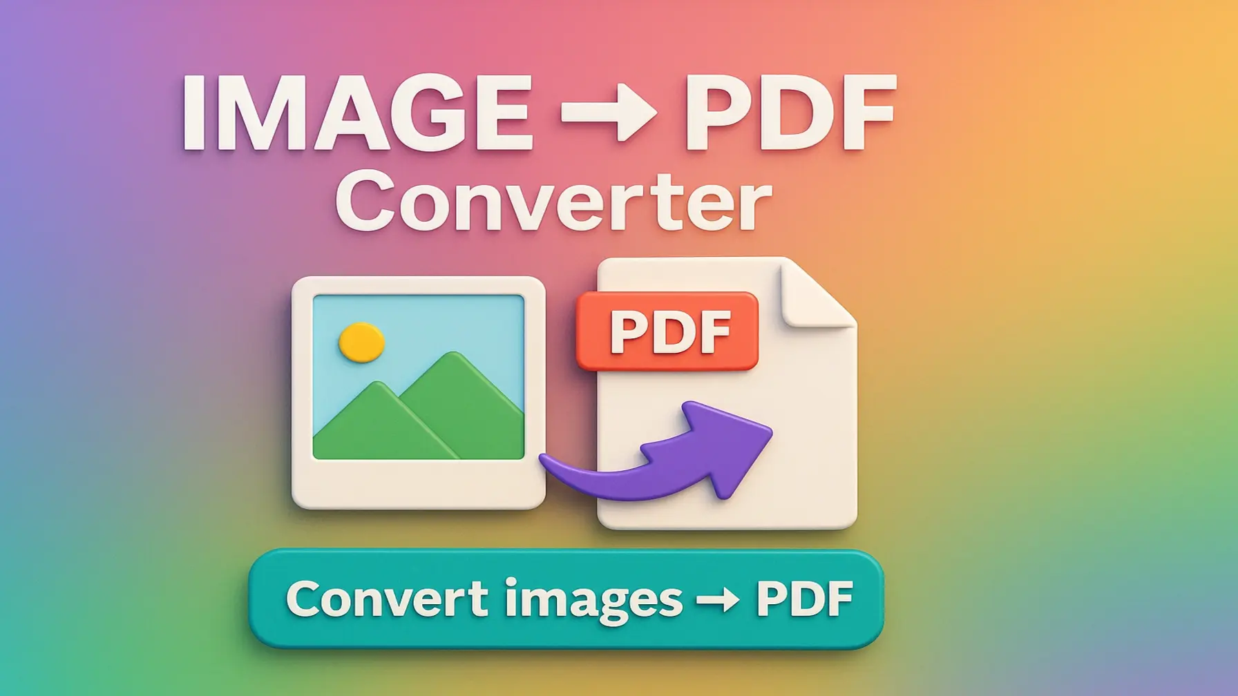 3D illustration showcasing an image to PDF converter concept