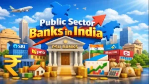 Public sector banks in India 3D illustration