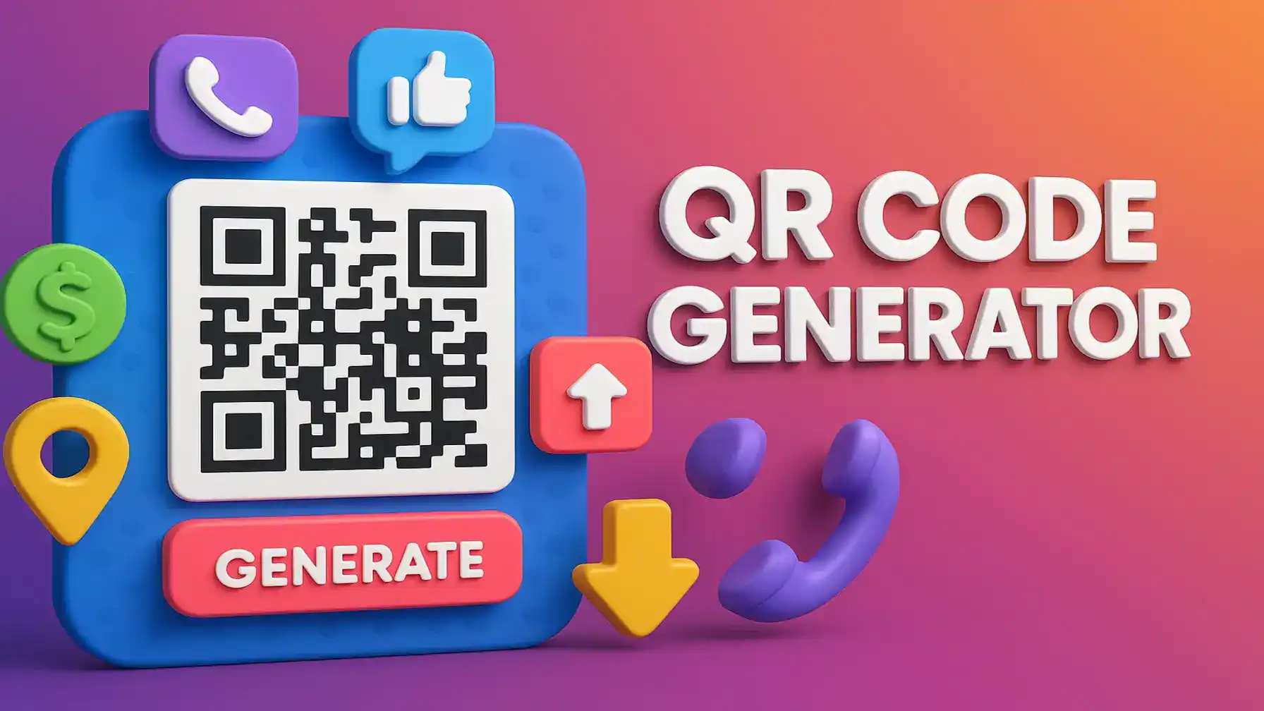 3D colorful QR code generator illustration