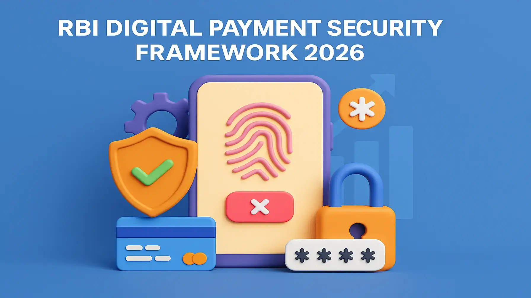 3D illustration of RBI Digital Payment Security Framework 2026 with mobile security icons