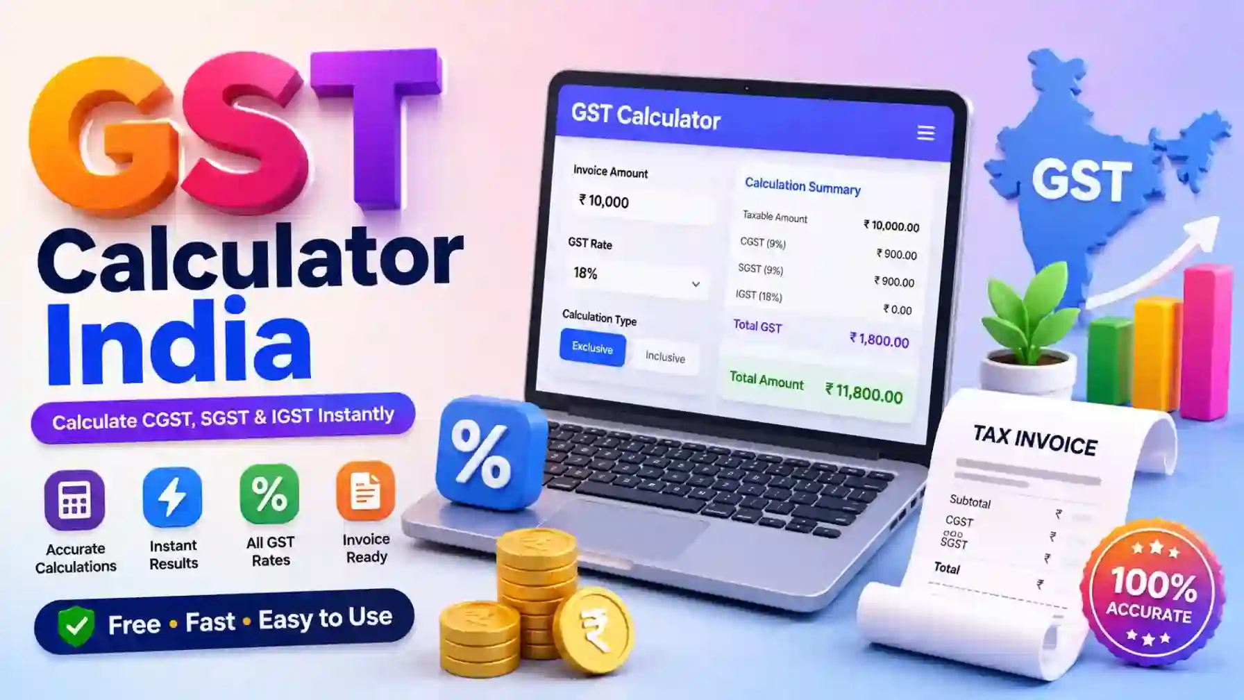 GST Calculator India for CGST SGST IGST