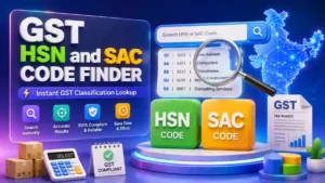 GST HSN and SAC Code Finder dashboard